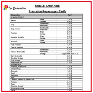 FER-ENSEMBLE tarifs